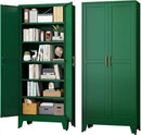 Green Metal Storage Cabinet,75" Steel Cabinets for Home Office, Kitchen Pantry Storage Cabinet with Doors and 5 Adjustable Shelves, Tool Cabinets, for Office, Home, Garage, School by CozyNest Decor