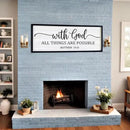 With God All Things are Possible Framed Wall Art, 40''×15'' Black Positive Religious Rustic Bible Verse for Christian God Jesus Christ Prayer, Holy Horizontal Inspirational Catholic Scripture Decor by CozyNest Decor