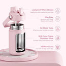 Kids Insualated Water Bottle with Straw - 12oz Stainless Steel Water Bottle with Dual Spouts, Leak-Proof, BPA-Free, Double Wall Vacuum Keeps Cold for 24 Hours for Sports, Travel, School (Cotton Candy) by CozyNest Decor