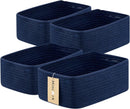 Small Storage Baskets for Organizing | Closet Organizer Bins | Shelf Toy Basket | Woven Rope Baskets | Cube Decorative Box | Shallow Basket | 13x8.5x5.1” | 4 Packs Navy Blue by GreenHaven Gardens