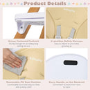 BABY JOY Convertible Baby High Chair, 3 in 1 Wooden Highchair/Booster/Chair with Removable Tray, Adjustable Legs, 5-Point Harness, PU Cushion and Footrest for Baby, Infants, Toddlers (Beige) by TinyTreasures Baby Boutique