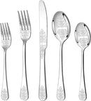 40 Pcs Silverware Set for 8 with Classical Flower Embossed Design, Food Grade Stainless Steel Flatware Set, Eating Utensils Sets Include Fork/Knife/Spoon, Reusable Cutlery Set, Dishwasher Safe by CozyNest Decor