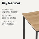 Amazon Basics - End Table with Bottom Shelf, Living Room Side Table, Steel Frame, Wooden Oak by CozyNest Decor