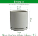 D'vine Dev 10 Inch Ceramic Planter Pot with Drainage Hole and Saucer, Indoor Cylinder Round Planter Pot, Grey, 94-O-E-3 by GreenHaven Gardens