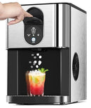 Nugget Ice Makers Countertop, Pellet Ice Maker Machine Dispenser with Water Reservoir with 44lbs/24H, Self-Cleaning, Soft Chewable Ice Maker Machine for Home/Kitchen/Office, Silver Stainless by CozyNest Decor
