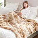 Cozy Bliss Faux Fur Throw Blanket for Couch, Fuzzy Soft Plush Thick Bubble Blanket for Sofa Bedroom Living Room, 60 * 80 Inches Tie-dye Beige by CozyNest Decor