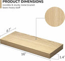 Fun Memories Floating Shelves - 16 Inch Wall Shelf for Decor & Storage - Wall Mounted Display Shelving with Invisible Heavy Duty Metal Bracket 2Pack, Oak by CozyNest Decor