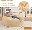 4FT Bean Bag Chair, Large Bean Bag Chairs with Memory Foam Filled, Fluffy Beanbag Sofa with Dutch Velvet Cover, Round BeanBag Chairs for Living Room, Playroom - Khaki by TinyTreasures Baby Boutique