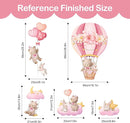 Tanlaby Pink Hot Air Balloon Wall Stickers Cartoon Bear Rabbit Stars Heart Wall Decals Peel and Stick Art Decor for Girls Bedroom Baby Nursery Kids Playroom Classroom by TinyTreasures Baby Boutique