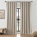 Joydeco Faux Linen Curtains 72 Inch Length 2 Panels Set, Light Filtering Curtains for Bedroom, 52 Inches Wide Living Room Drapes with Rod Pockets (52x72 inch, Birch) by CozyNest Decor