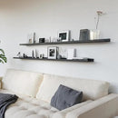 RICHER HOUSE Floating Wall Mounted Shelves, 8pc Set with Lip - Black Nursery Book Shelves for Bedroom, Bathroom, Kitchen Decor Storage by CozyNest Decor