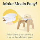 Foundations Easy Serve 9" Wood Feeding Chair for Toddlers, Adjustable Harness, Removable Dishwasher Safe Tray, “No Tip” Base, Baltic Birch Plywood by TinyTreasures Baby Boutique