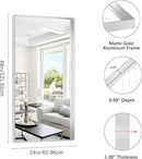 Silver Bathroom Mirror, 24x48 Inch Rectangular Framed Mirror, Large Wall Mounted Bathroom Vanity Mirror Over Sink for Bedroom,Restroom, Living Room, Hangs Vertically or Horizontally by CozyNest Decor