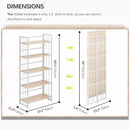 4NM No Assembly 5 Tiers Folding Bookshelf, 59.4" H Foldable Storage Shelves Vintage Bookcase Standing Racks Study Organizer Home Office - Natural White by CozyNest Decor