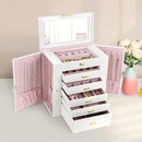 Kendal Extra Large Jewelry Box Jewelry Case PU Leather 6 Tier 5 Drawers Large Storage Capacity with Mirror Jewelry Storage Organizer Great Gift Also Good For Watches LJC-SHD5CM(White) by TinyTreasures Baby Boutique