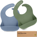 KeaBabies 2-Pack Silicone Baby Bibs for Eating - Sturdy Food-Grade Silicone Bibs for Babies Girl, Boy, Large Food Catcher, Clean & Put On Easily, Waterproof Toddler Feeding Essentials (Slate) by TinyTreasures Baby Boutique