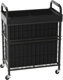 Laundry Hamper 2 Section, 110L Rolling Laundry Sorter Basket with Wheels, 2 Compartment Clothes Organizer Cart, Pull-Out Removable Bags for Laundry Room, Bathroom, Bedroom, Black by CozyNest Decor