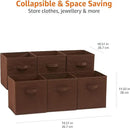 Amazon Basics Cube Organizer Storage Bins Handles, Collapsible Fabric, Pack of 6, 10.5"x10.5"x11", Brown by CozyNest Decor