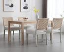 Kmax Farmhouse Dining Chairs Set of 6, Rustic Kitchen Chairs with Linen Fabric Seat and Woven Back, Vintage Accent Chairs for Dining Room, Living Room, Ivory by CozyNest Decor