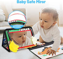 Baby Mirror Toys for Tummy Time, Newborn Infant 0 3 4 6 12 Months Old Boy, Girl Gift. Brain Developmental Montessori Sensory High Contrast Crinkle Book w Safe Mirror for Floor, Crib, Car, Bouncer by TinyTreasures Baby Boutique