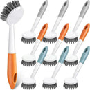 Patelai 12 Pack Kitchen Scrub Dish Brush with Long Handle Dish Scrubber with Stiff Bristles Scrub Brushes for Kitchen Dishes Washing Tools, Pots, Pans and Sink Cleaning (Multicolor) by CozyNest Decor