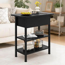 End Table with Charging Station, Flip Top Side Table with USB Ports and Outlets, 3-Tier Small Side Table with Storage for Small Space, End Tables for Living Room/Bedroom, Black by CozyNest Decor