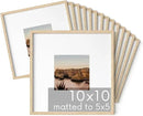 HAUS AND HUES 10x10 Square Picture Frames Set of 15 - Oak Wood Frames with Mat, Beige by CozyNest Decor