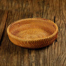 Hadewoven Round Rattan Fruit Basket Wicker Food Tray Weaving Storage Holder Dinning Room Bowl, 7”Decorative Natural Basket Woven Fruit Basket Bowl for Entryway Table, Countertop (Small 7”) by CozyNest Decor