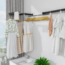 Gezen Clothes Drying Rack, Wall Mounted Drying Rack Clothing Retractable, Foldable Clothes Hanger Rack with 24 Hooks for Laundry Room Organization and Storage, Space Saving, Collapsible, Quad-Fold by CozyNest Decor