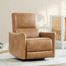 CHITA Power Recliner Chair Swivel Glider, FSC Certified Upholstered Faux Leather Living Room Nursery Reclining Sofa Chair with Lumbar Support, Cognac Brown by CozyNest Decor