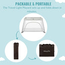 Dream On Me Travel Light Playard with Mesh Zipper Door in Grey by TinyTreasures Baby Boutique