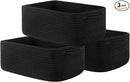 KALLAX Small Woven Basket, 13.5 x 9.5 x 5 Inches, Storage Basket for Organizing, Cute Small Rope Shelf Closet Cube Storage Bins Baskets for Shelves, Dog Toy Gift Baskets Empty, 3 Packs, Black by TinyTreasures Baby Boutique