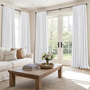 MIULEE 100% Blackout Curtains 102 Inch Long 2 Panels Set for Bedroom, Thick Faux Linen Black Out Curtain Room Darkening Back Tab Pleat Window Textured Drapes with Hooks for Living Room, Bright White by CozyNest Decor