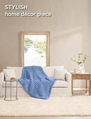YnM Chunky Throw Blanket, Medium-Weight, Hand Knitted with Chenille Yarn, Skin Friendly, Ventilated and Breathable, Machine Washable, Home Décor Piece for Couch Sofa and Bed (Chambray Blue 60x80 Inch) by CozyNest Decor