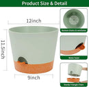 GARDIFE 12 inch Plant Pots, planters, Self Watering Pots, Large Plastic Flower pots with Deep Reservior and High Drainage Holes for Indoor Outdoor Plants and Flowers, Green by GreenHaven Gardens