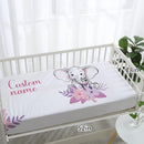 Personalized Nursery Crib Bedding Set: Custom Name Purple Flower 5 Piece Baby Crib Sets with Elephant Design - Toddler Double Layer Blanket Set, Comfortable Crib Bed Sheets for Baby Grils by TinyTreasures Baby Boutique