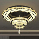 Flashing God Large Chandelier Dia 40" Black Crystal Chandelier Flush Mount Ceiling Light for Bedroom Living Room Dining Room Hallway Dimmable 3 Rings LED Celing Lighting Fixtures by CozyNest Decor