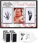 Baby Hand and Footprint Kit with Photo & Birth Details, Inkless Hand and Footprint Kit, Newborn Keepsake Plaque, Baby Shower Gifts (STYLE 1 (Fully Personalized) (Welcome To The World - Baby Girl)) by TinyTreasures Baby Boutique