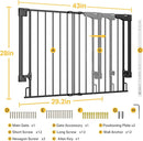 Cumbor 29.2-43" No Bottom Bar Baby Gate for Stairs, 2-in-1 Hardware Mounted Dog Gate Indoor, Wide Pet Gates for Doorway with Large Walk Thru Door, Child-Proof Gate for Top & Bottom of Stairs(Black) by TinyTreasures Baby Boutique