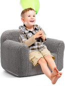 ALIMORDEN Kids Ultra-Soft Snuggle Foam Filled Chair, Toddler Cuddly Sherpa Reading Couch for Boys and Girls, Grey by CozyNest Decor