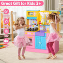 Kids Kitchen Playset, Wooden Pretend Play Kitchen for Kids w/Faucet, Sink, Stove, Oven, Curtains, Cookware, Storage Cabinets, Toddler Role Play Toy Kitchen Set Gift for Girls Boys Ages 3+ by TinyTreasures Baby Boutique