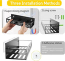 Magnetic Spice Rack Organizer for Fridge Seasoning Organizer for Kitchen storage with Screw or Adhesive Hanging,Magnetic Shelf with Hook for Refrigerator and Oven (Black, 5pack&12pcs) by CozyNest Decor