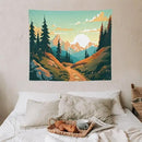 HZOHNAGO Mountain Tapestry Forest Mountain Sunrise Road Pattern Printed Wall Tapestry Wall Hanging for Bedroom Living Room Dorm 60" W x 50" H by CozyNest Decor
