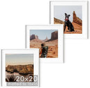 HAUS AND HUES 20x20 White Metal Picture Frames Matted to 16x16 - Features Premium Aluminum & Hanging Hardware, Shatterproof Plexiglass - Ideal for Home, Room, Office (20x20 in, White, Set of 3) by CozyNest Decor