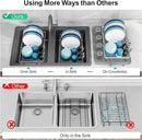 GSlife Stainless Steel Dish Drying Rack - Capacity Expandable in Sink Dish Drainer with Silicone Mat, Over Sink Dish Rack with Utensil Holder for Kitchen Counter, Large Capacity, Silver by CozyNest Decor
