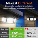 intelamp Solar Flood Lights Outdoor Waterproof, 6000mAh 1200LM Solar Powered Dual Motion Sensor LED Lighting Dusk to Dawn Security Floodlight Exterior with Remote 9.8ft Cable for Outside Garden House by GreenHaven Gardens