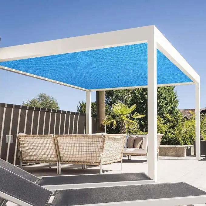 Eden's Decor Straight Flat-Edged Sun Shade Sail Rectangular 7' x 8' Blue UV-Blocking Outdoor Canopy Fabric Cloth Awning for Pergola Patio Garden Backyard Custom Size, photo 6 of 8