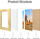4x6 Picture Frame Set of 4, 4 x 6 Wood Photo Frames with Mat for 3.5x5, Wooden Frame with Real Glass Cover for Wall and Tabletop Display,Gold by CozyNest Decor