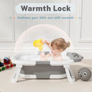 AVIDOR Baby Bathtub,Collapsible Bathtub for Newborn to Toddler,Durable Essential Infant Bath Tub,Portable Travel Baby Tub with Soft Bath Net,No-Slip Feet and Dinosaur Shaped (Grey) by TinyTreasures Baby Boutique