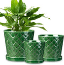 EFISPSS Ceramic Plant Pots, 4+5+6 Inch Pots for Indoor Plants, Flower Pots with Drainage Hole and Tray,Indoor/Outdoor Usage, Modern Style Garden Pots Set of 3 - Patina by GreenHaven Gardens